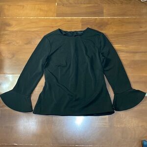 Ann Taylor Crepe Bell Sleeve Black Top Blouse Size S